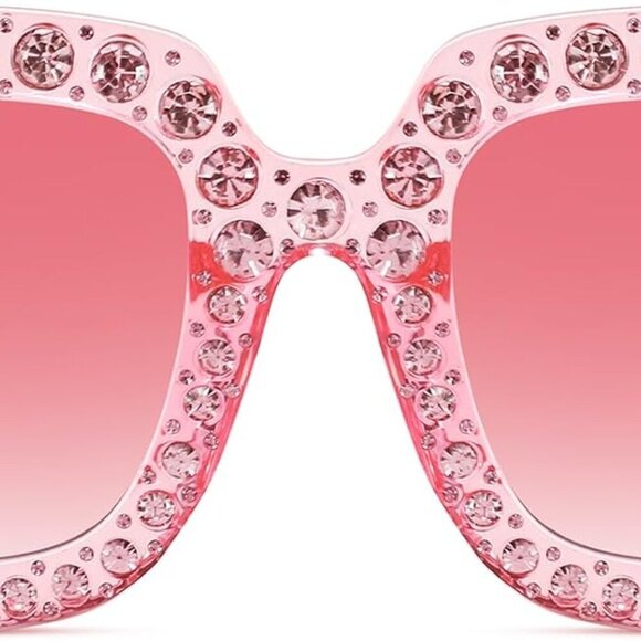 Rhinestone Sunglasses Oversized Bling UV400 Retro Women Beach Disco - Picture 4 of 9